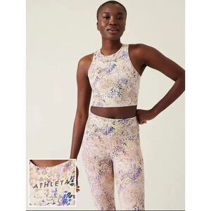 Athleta Conscious Train Crop Bra A-C Size S Racerback EUC Dynamic Leopard Grey